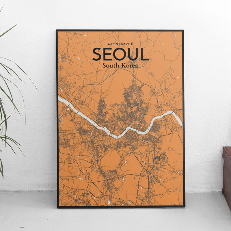 Seoul City Map - No Frame Print, 60.2cm H x 27.9cm W x 0.1cm D