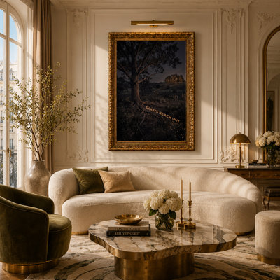 Night Tree with Glowing Lights and Roots Reach Out Canvas Wall Art