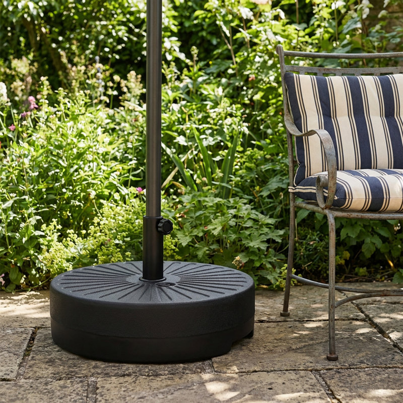 Base de parasol remplissable de 20 po, remplie de sable, mât ajustable de 1,5 po / 1,9 po