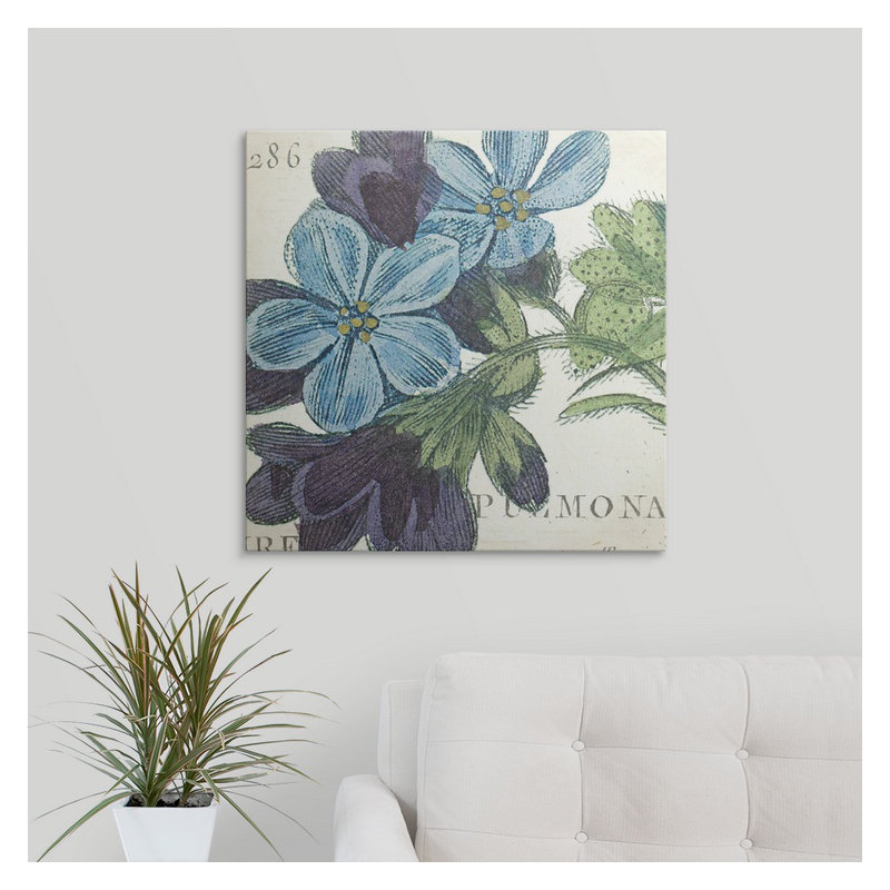 « blue floral », impression, H 35 po x l 35 po x P 1,5 po, Toile