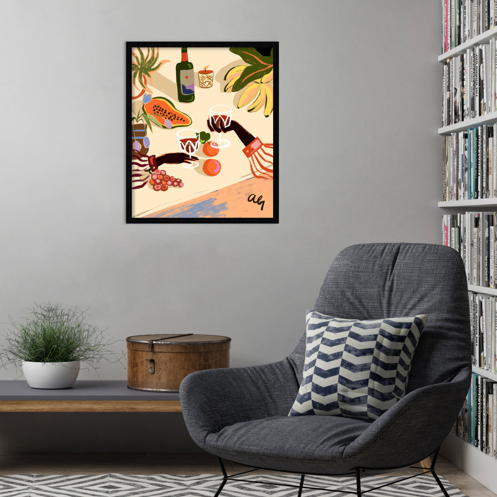 Pritchard "Cheers to You (Wine)" Print, 25" H x 21" W, Black