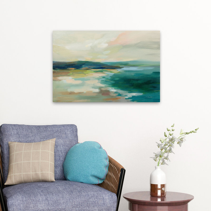 Lac Pastel - nuages abstraits bleu-brun, H 24 po x l 16 po