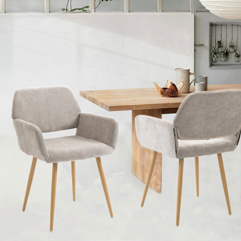 Chaise avec accoudoirs rembourrée Ancelin, Beige