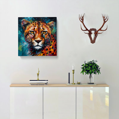 Cheetah Expressionism No.1 - Wrapped Canvas - Framed Print