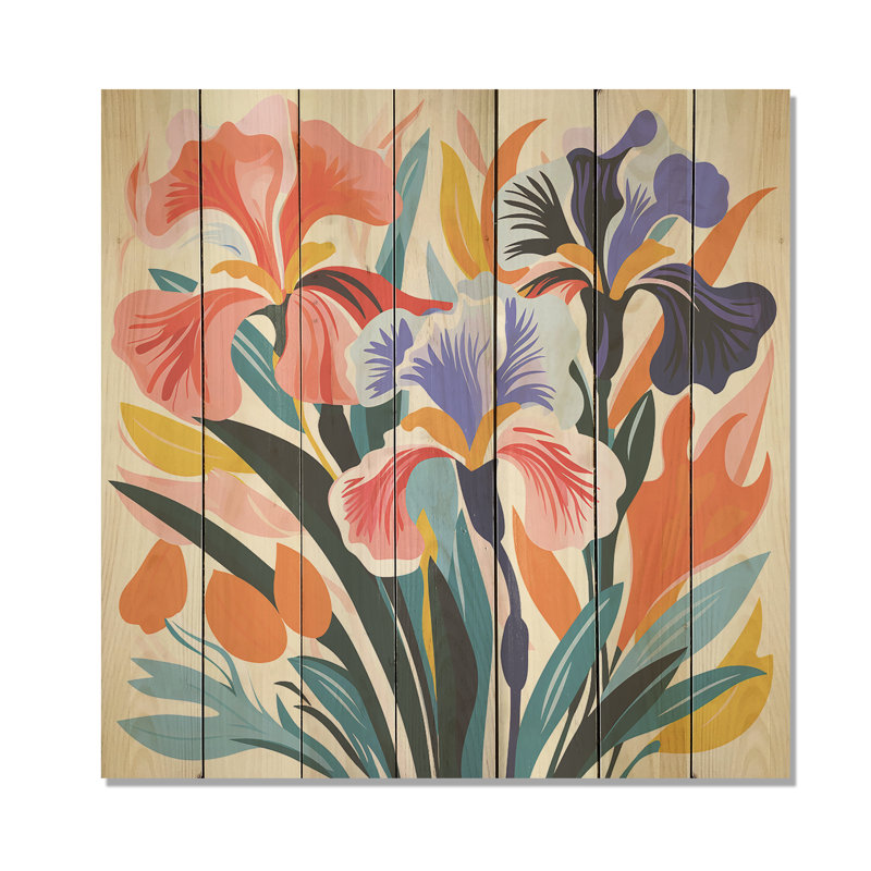 Henri Matisse Style Floral I - Bouquets assortis sur bois, H 30 po x l 30 po