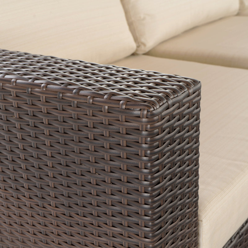 Fauteuil de patio gauche Mbrn + Alu, Coussin beige / structure brune
