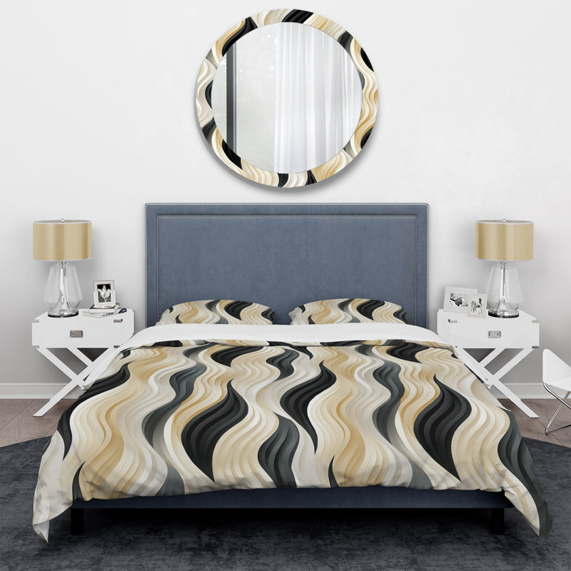 Ensemble de housse de couette à rayures blanches et noires Minimalist Elegance III