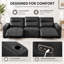 Canapé modulaire inclinable électrique en cuir véritable de 113,4 po avec porte-gobelets et ports de charge USB 113,4 po-1917647543