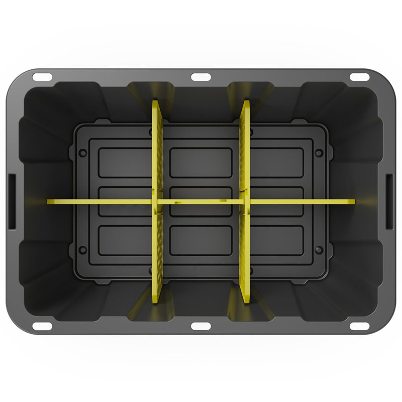  6 Slot Tote Dividers for 27 Gal Storage Containers, Yellow, 4 Pack, 4 pack dividers