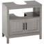 Armoire de rangement polyvalente pour salle de bain avec tablettes et portes ouvertes, maximisant l'espace et l'organisation