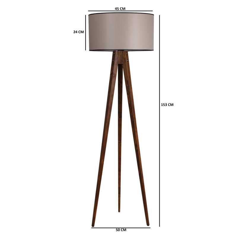 Lampe trépied 60 po Felicity, Taupe, Noyer