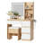 Lighted Vanity Desk with Mirror & Stool - 4-Drawer Makeup Table with Power Outlets (USB/Type-C) - Dimmable LED Dressing Table with Storage Shelves - Modern Bedroom Vanity Set, Easy Assembly-1297395554