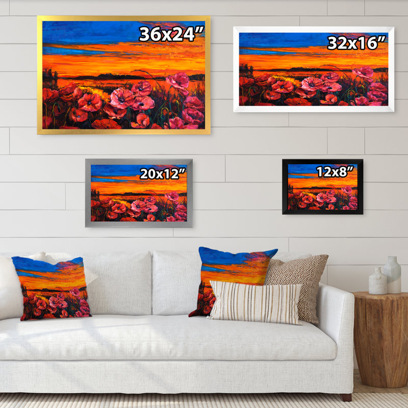 «Poppy Fields II», reproduction d'art sur toile, Cadre photo noir, H 8 po x l 12 po x P 1 po