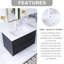 30 po W Meuble-lavabo mural simple en chêne foncé avec lavabo blanc