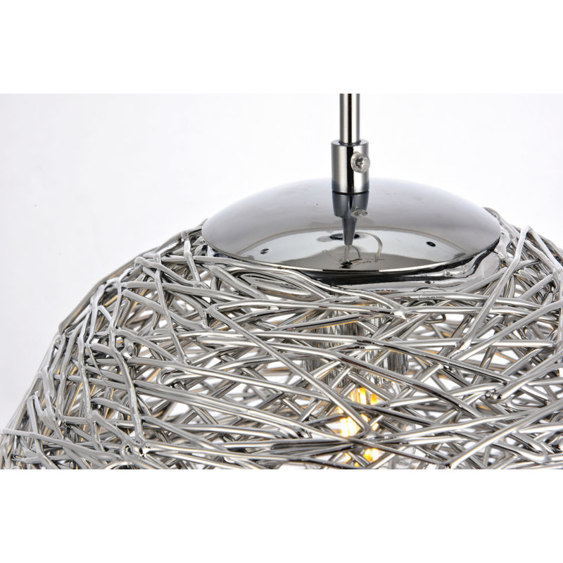 Luminaire sphère suspendu 1 lumières simple Bainum, H 77 po x l 15,7 po x P 15,7 po, Chrome