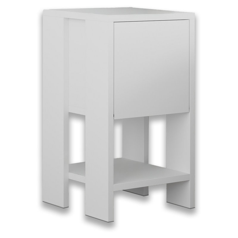 Table de chevet avec 1 armoire, Blanc