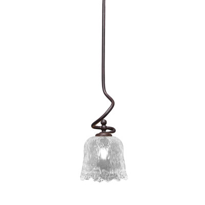 Sadea Stem Hung Mini Pendant Shown In Dark Granite Finish With 7" Clear Lava Glass