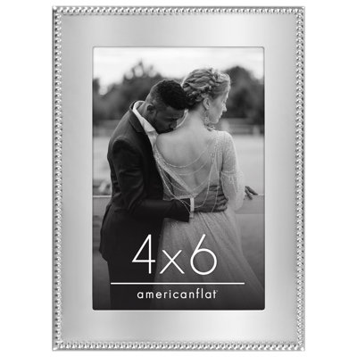 Silver Picture Frame with Beaded-Style Detailing and Shatter-Resistant Glass - for Tabletop or Wall Display
