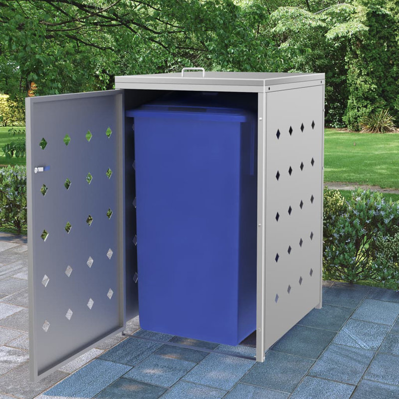 Curson 9.06 ft. W x 2.54 ft. D Stainless Steel Horizontal Garbage Shed, 1 Bin