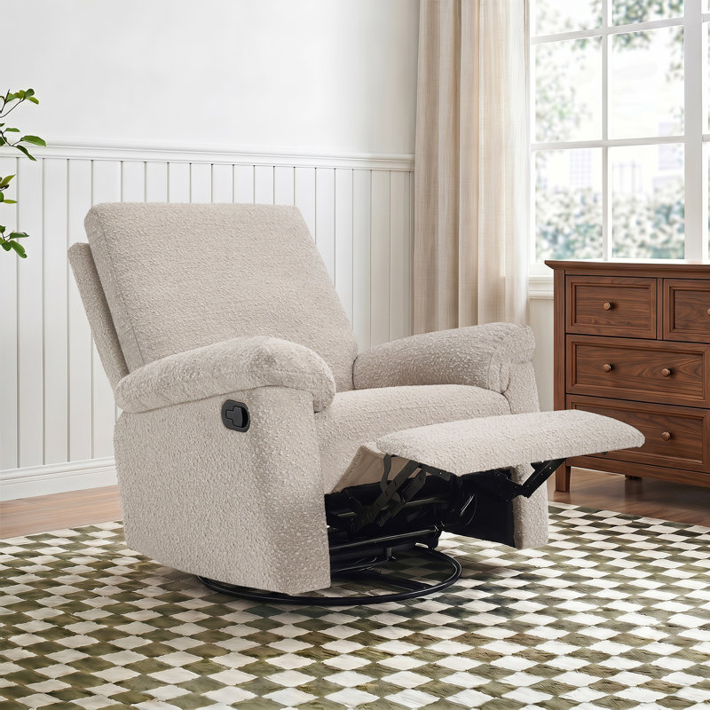 Fauteuil inclinable manuel pivotant à bascule 35 po de large avec dossier à oreilles, Tan