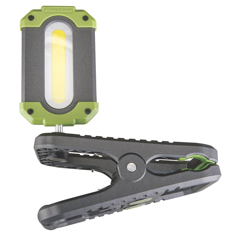 Lampe-pince rechargeable à DEL 1000 lumens avec crochet de suspension, fente en trou de serrure, base magnétique PowerSmith