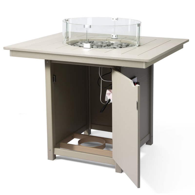 Table carrée avec foyer 42 po, 42.25" H x 42.25" W x 42.25" D, Beige