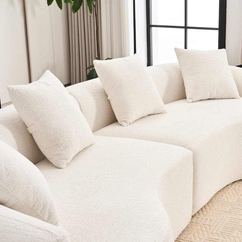 Salon 4 places blanc - tissu chenille, éponge 30D, dureté 60, assise polyvalente