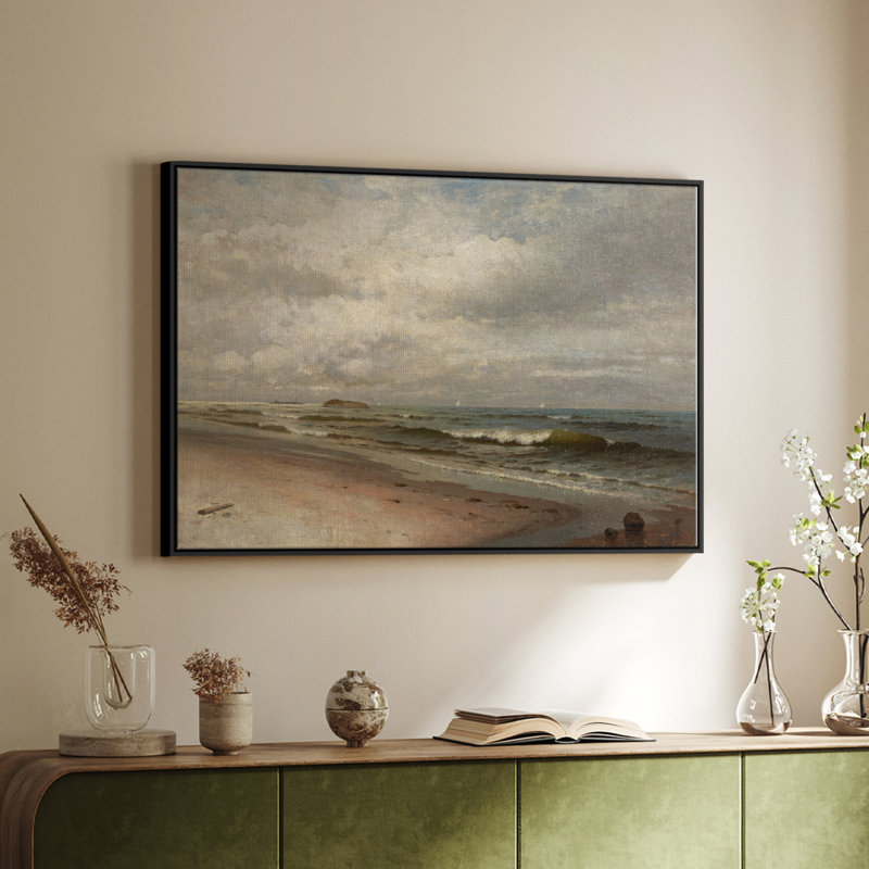 " Vintage Landscape - MV ", 17" H x 25" W x 2" D, Black Floater Framed Canvas