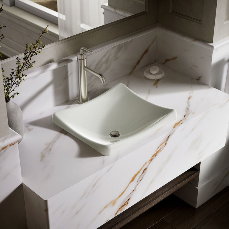 DemiLav Metal Specialty Vessel Bathroom Sink, Almond