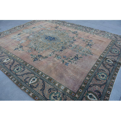 Tapis surdimensionné en laine beige de style classique 111,4 x 144,9 pouces