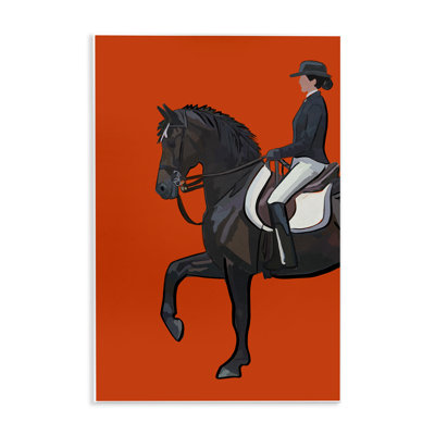 Art mural "Jockey & Horse on Orange" par Amelia Noyes