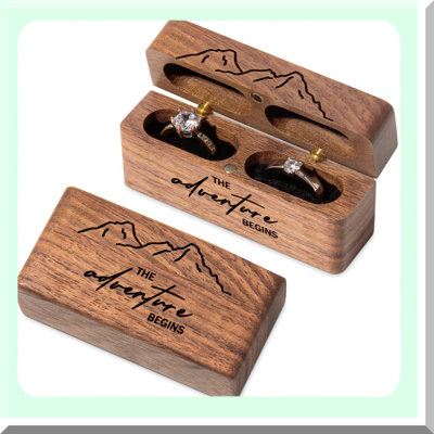 Engraved Wooden Wedding Ring Box for Engagement