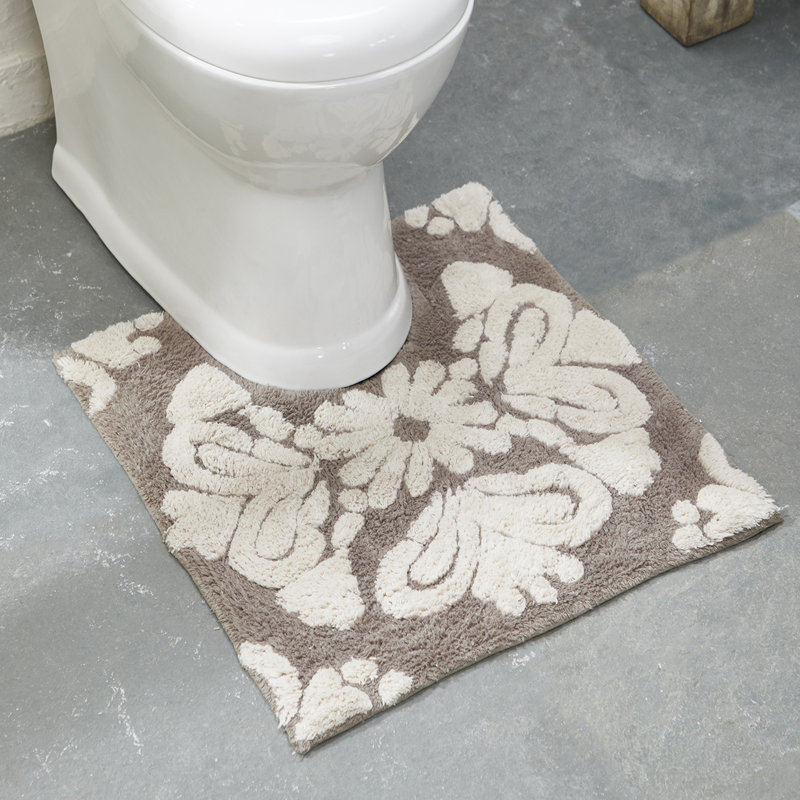 Chemash 1885 GSM 100% Cotton U-Shaped Contour Bath Mat, Non-Slip Spray Latex Backing, Soft & Absorbent, 20" x 20", Beige