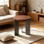Table basse avec plateau en panneau de fibres à densité moyenne brun et cadre en métal noir, rond, 19,68 de diamètre