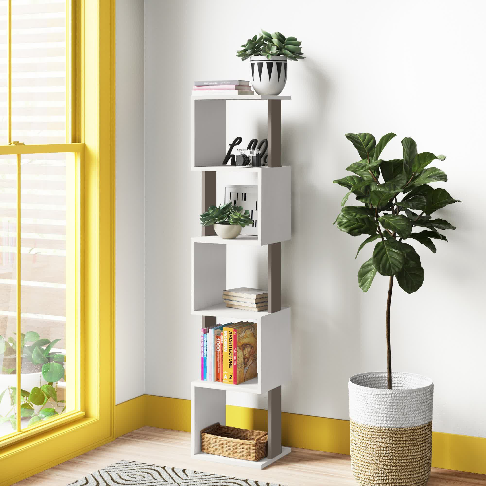 Zipcode Design Chane Wall-Mounted Bookcase with 5 Shelves | Modern ...