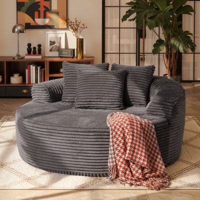 Méridienne ronde de 58,28 po avec 3 coussins décoratifs