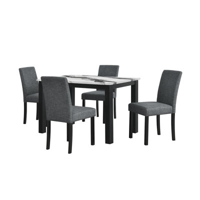 D8032 Panda Table And Black (4) Chair Set