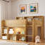 Lit mezzanine avec plusieurs tablettes de rangement, bureau et DEL-1477520853