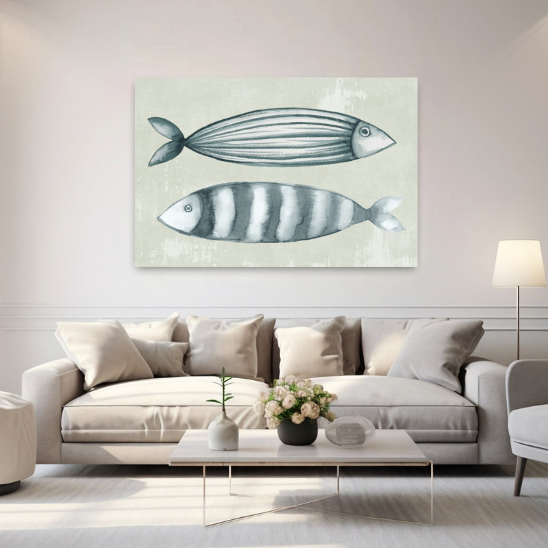 Stick Fish I, poisson élégant, art côtier, H 40 po x l 60 po