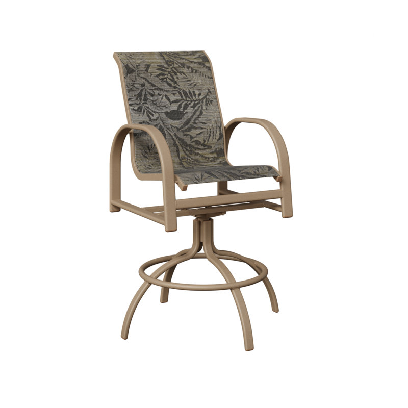 Chaise de bar pivotante en veine de bois de chêne avec tissu Sumba Mocha Cazares, Chêne veiné de bois, Sumba moka