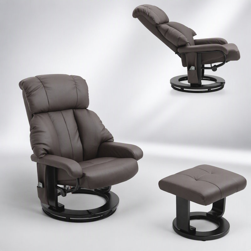 Fauteuil inclinable pivotant de luxe avec repose-pieds, massage par vibrations à 10 points et inclinaison réglable pour une relaxation ultime.