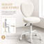 Ce fauteuil de coiffeuse à dossier en forme de cœur dispose d'un réglage en hauteur et en hauteur, d'une rotation à 360 degrés, de roulettes et d'une chaise de bureau.