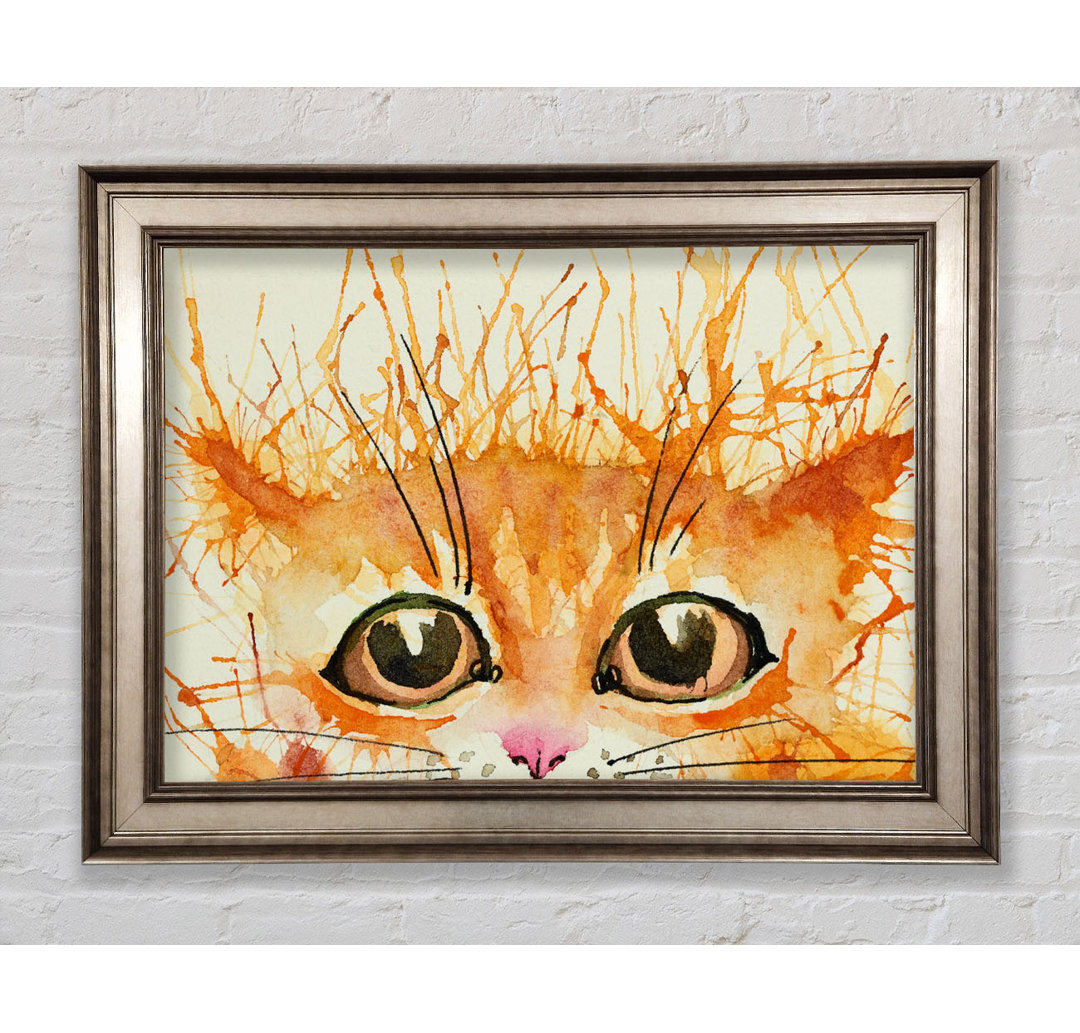 Aquarell Ingwer Katze Splat - Einzelner Bilderrahmen Kunstdrucke