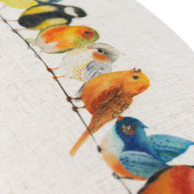 Colorful Birds Print Linen Throw Pillow Cover