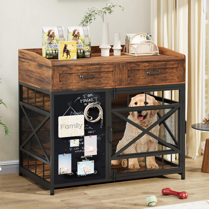 Meuble d'intérieur pour chien 38 pouces avec tiroirs de rangement