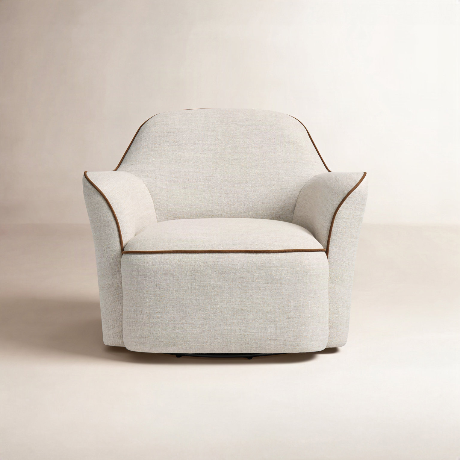Iris Genuine Leather Swivel Armchair, Alcala Wheat Polyester Blend