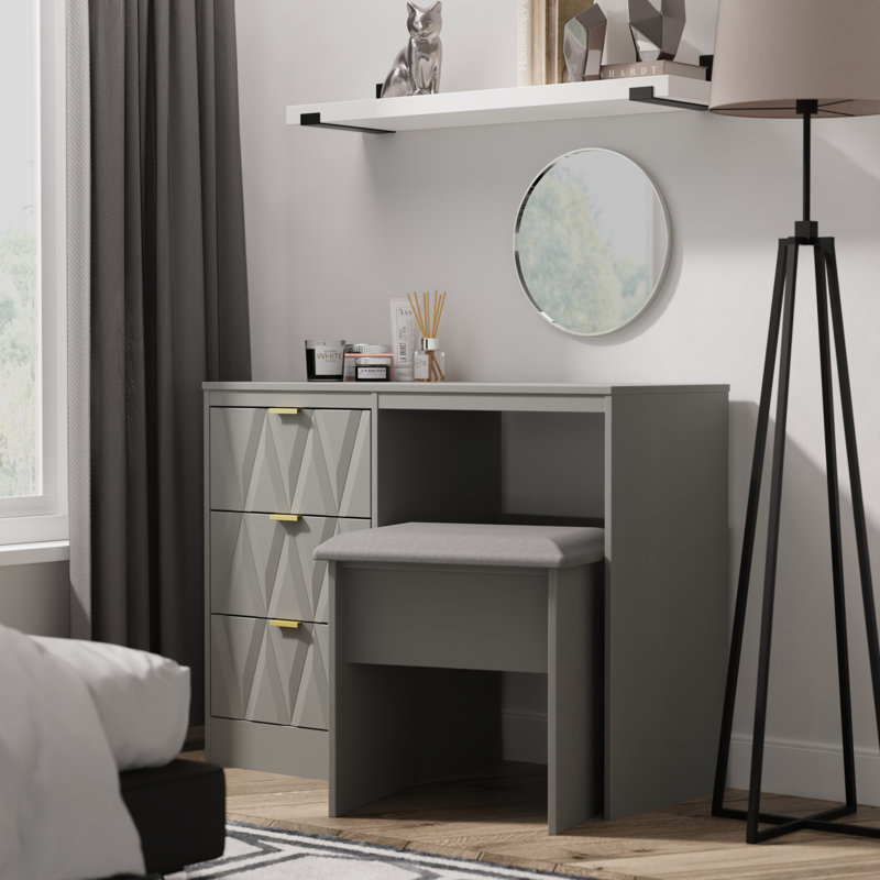 Las Vegas 3 Drawer Vanity in Graphite (Ready Assembled), Dusk Grey