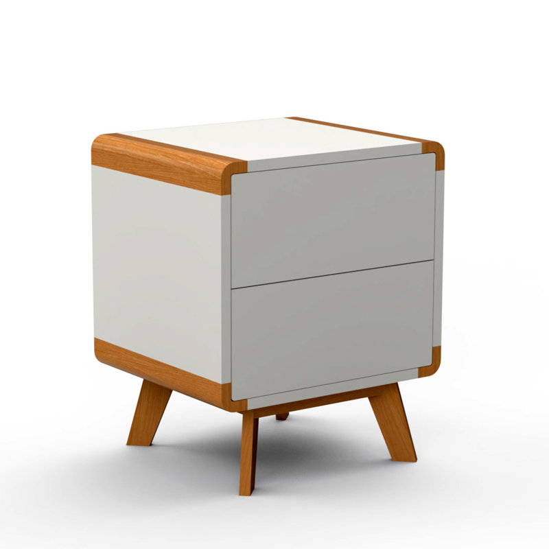 Foristell 45cm W Solid + Manufactured Wood Bedside Table, Brown, White
