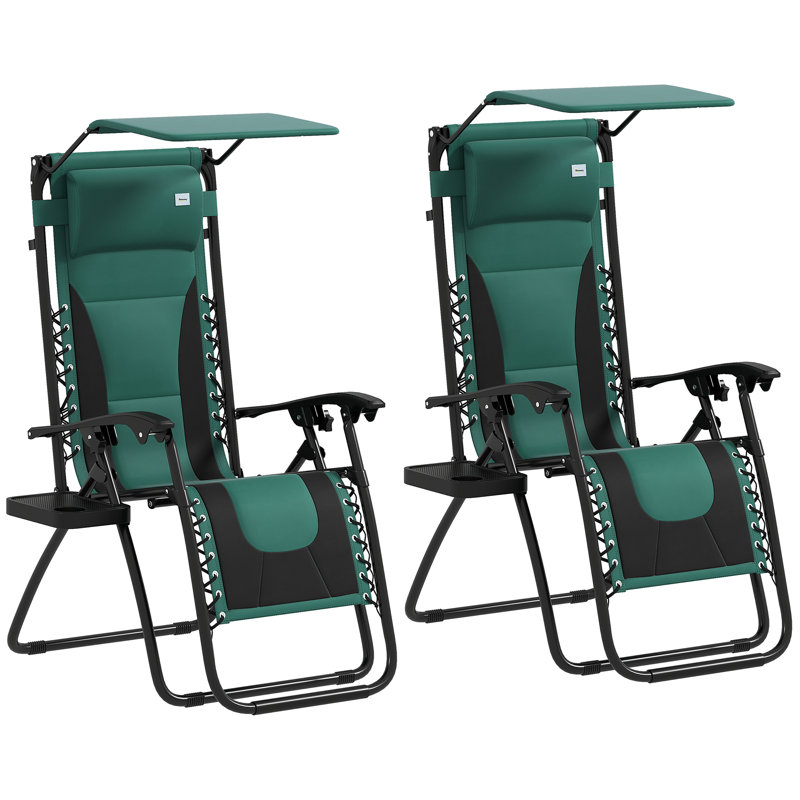89cm Long Chaise Lounge Set with Cushions, Green