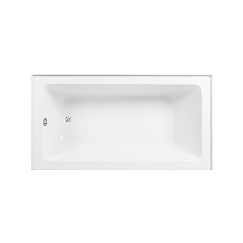 Kingston Brass Aqua Eden 60-Inch Acrylic Rectangular 3-Wall Alcove Tub, Hand Drain, Polished Chrome, Left